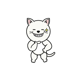 ニヤリ笑う白猫キャラ
