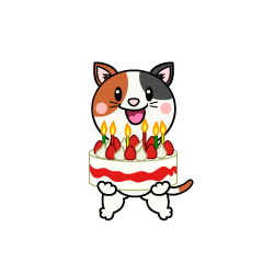 誕生日の三毛猫キャラ