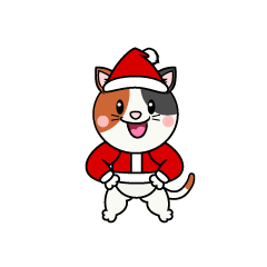 クリスマスの三毛猫キャラ