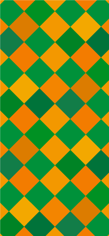 オレンジと緑チェック柄 iPhone壁紙