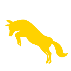 狩する狐の黄色シルエット