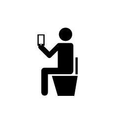 トイレでスマホする人のピクトグラム