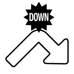 白黒のピークDOWN矢印