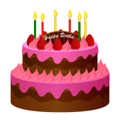 2段のピンク誕生日ケーキ