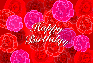 薔薇花のHappy Birthdayカード