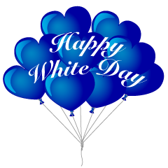 紺色ハート風船のHappy White Day