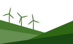 山の風力発電風車のシルエット風景