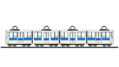 レールを走る電車