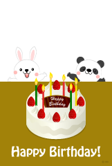 ウサギとパンダの誕生日ケーキ