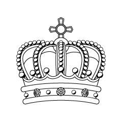 豪華な王冠(白黒)