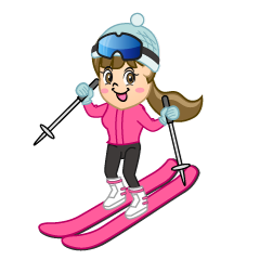 笑顔の女の子スキーヤー