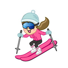 滑走する女の子スキーヤー