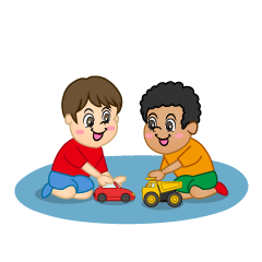 車のおもちゃで遊ぶ子供