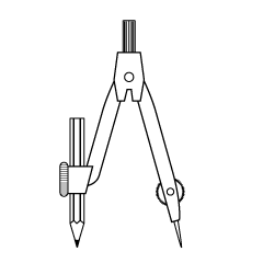 鉛筆のコンパス（白黒）