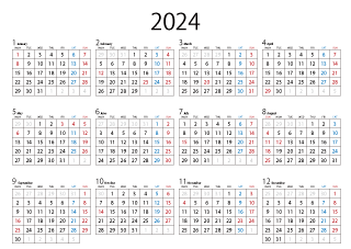 2024年カレンダー（月曜始まり）