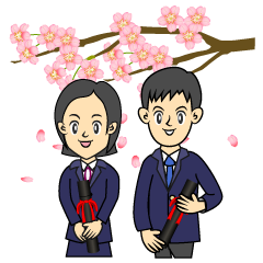桜咲く高校卒業式