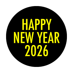 Happy New Year 2026黄黒マーク