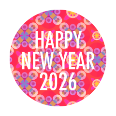 Happy New Year 2026ピンク和柄マーク