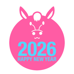 Happy New Year 2026ピンク馬マーク