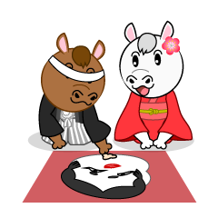 お正月福笑いの馬