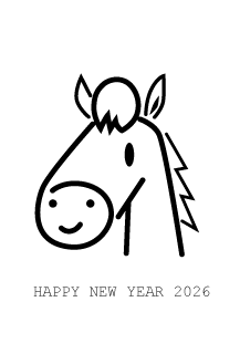 かわいい線画馬の年賀状