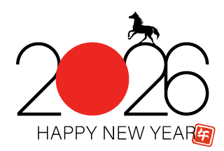 赤丸2026年 馬の年賀状