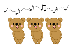 楽しく合唱する可愛いクマ