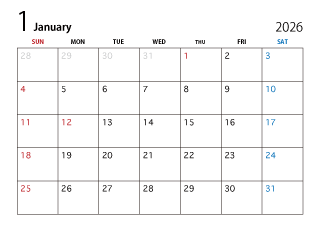 2024年1月カレンダー