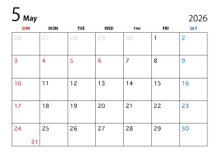 2024年5月カレンダー