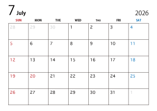 2024年7月カレンダー