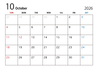 2024年10月カレンダー