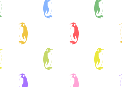 カラフルなペンギン柄の壁紙