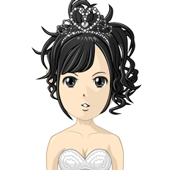 黒髪アップヘアスタイル花嫁のアニメ少女