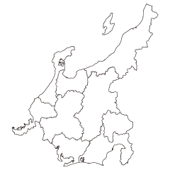 中部地方の白黒地図