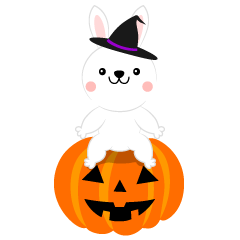 ウサギとハロウィンカボチャ