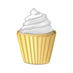 ホイップクリームのカップケーキ