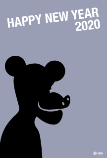鼠キャラクターシルエットの年賀状