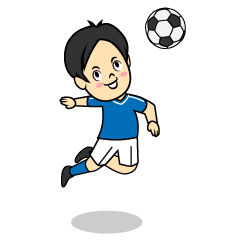 ヘディングするサッカー少年