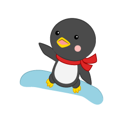 スノーボードジャンプする可愛いペンギン
