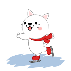 スケートする可愛い白ネコ