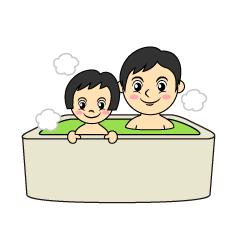 お風呂に入る娘とお父さん