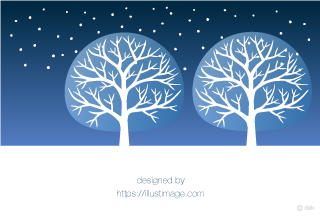 雪の夜空と木