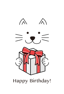 プレゼントを持った猫のバースデーカード