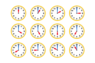 1時から12時の時間を学ぶ時計