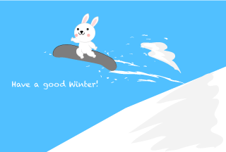 スノボーでジャンプするウサギの寒中見舞い