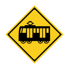 電車の踏切標識
