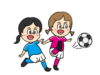 サッカーの試合をする女の子