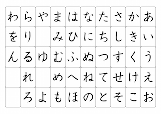 ひらがな学習表