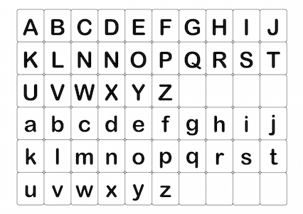 アルファベット文字表シート