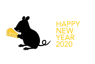 チーズを抱えたネズミの年賀状